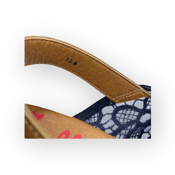 Jellypop  Peaches Lace Platform Slingback Wedge Heel Espadrille Sandal  Navy  - Picture 4 of 16